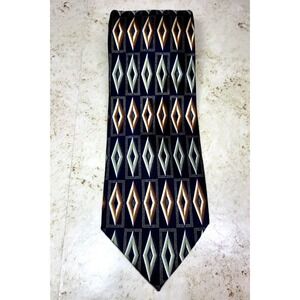 Giorgio Brutini Collection Silk Black W/Diamonds Gold/Brown/Green Wide Tie
